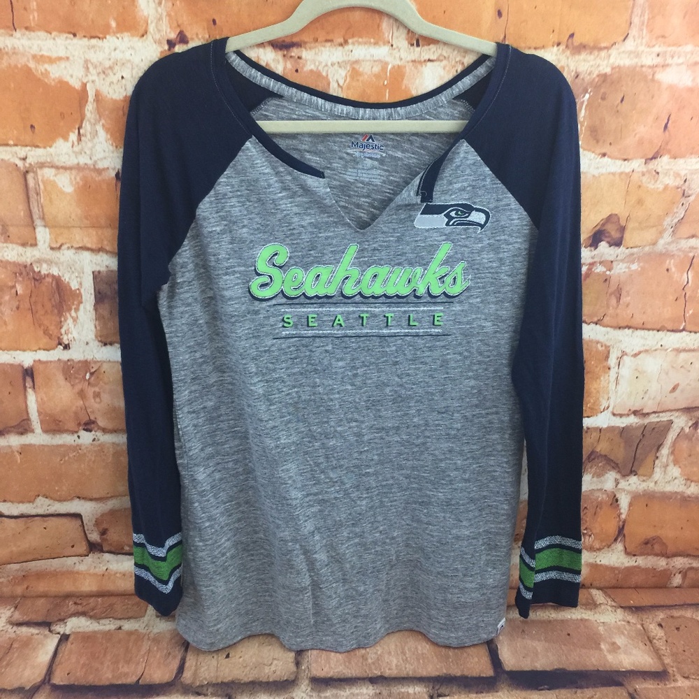 🌸 Seattle Seahawks Ragland Tee Shirt sz L H2